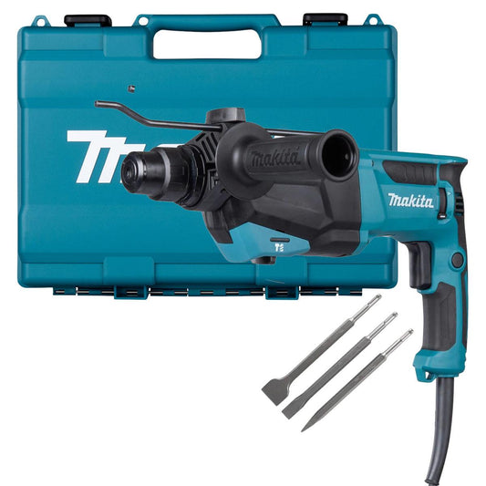 Makita HR2670/2 26mm SDS+ Rotary Hammer Drill With D-30134 SDS Plus Chisel Set