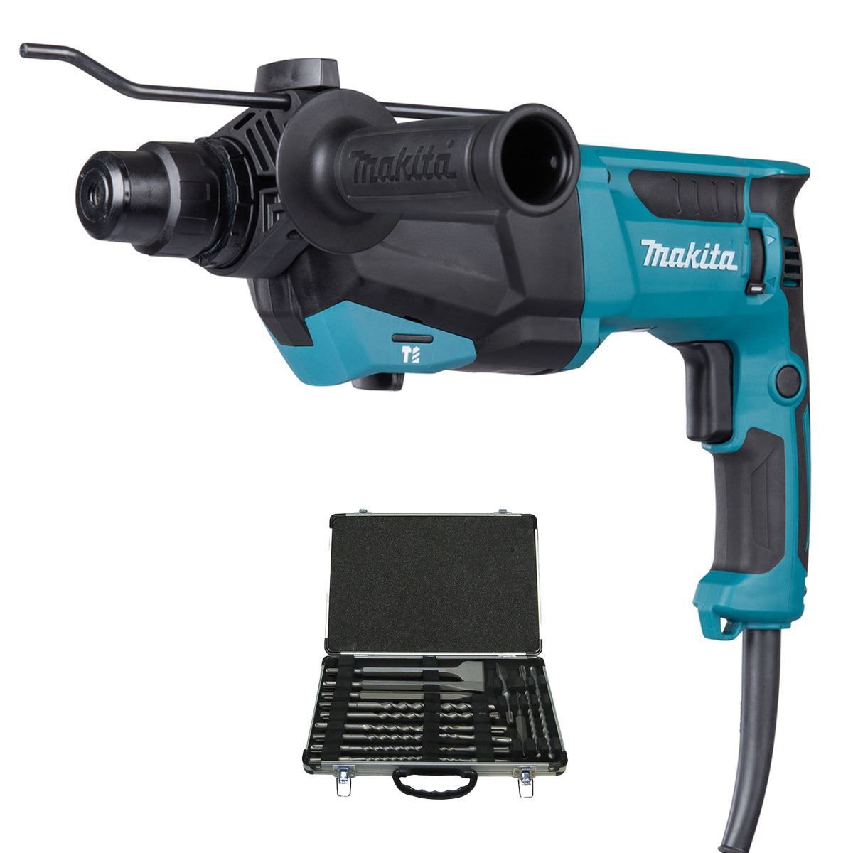 Makita HR2670/2 26mm SDS+ Rotary Hammer Drill With D-21200 17 Piece Drill Bit Set