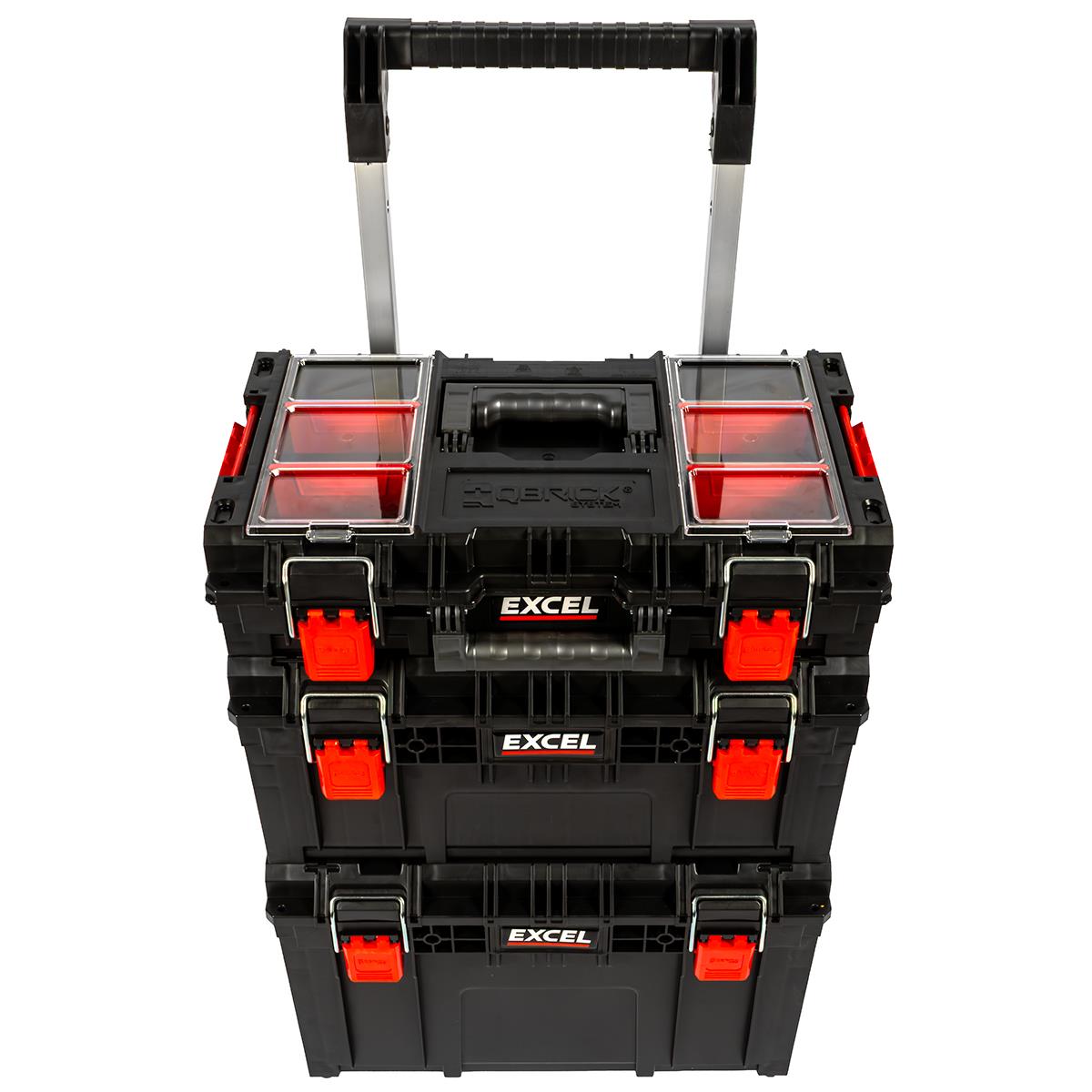 Excel Modular Tool Box Heavy Duty Mobile Storage 3 Piece Set with Wheels