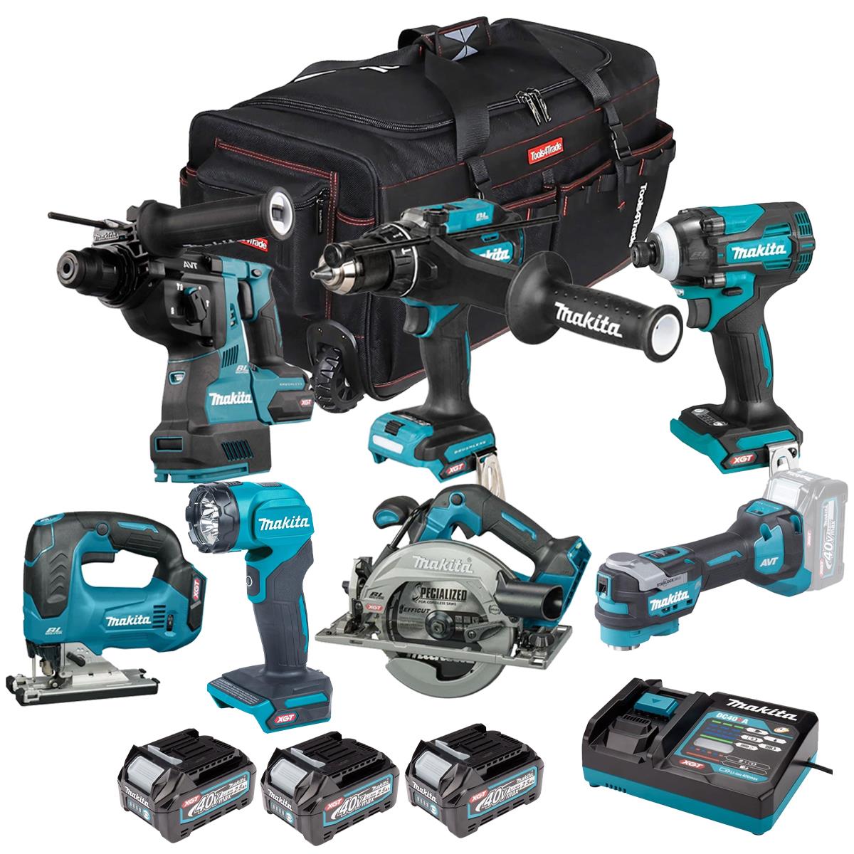 Makita 40V 7 Piece Combo Kit with 3 x 2.5Ah Batteries & Charger T4TKIT-7727