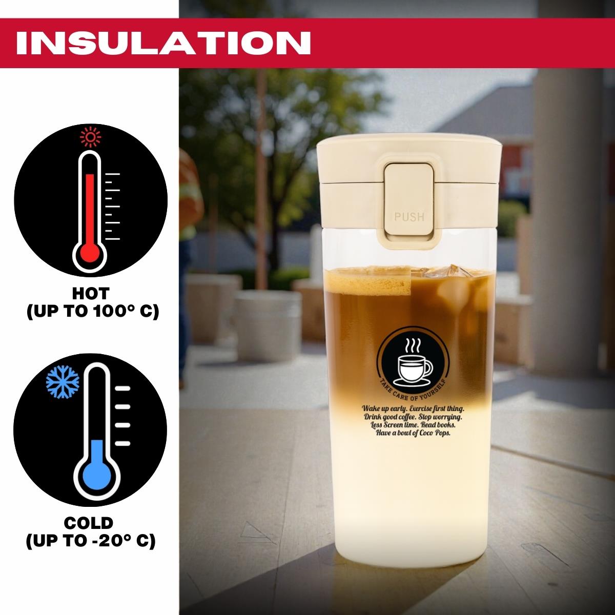 Tools4Trade Stainless Steel Thermal Coffee Mug - Beige (360ml)