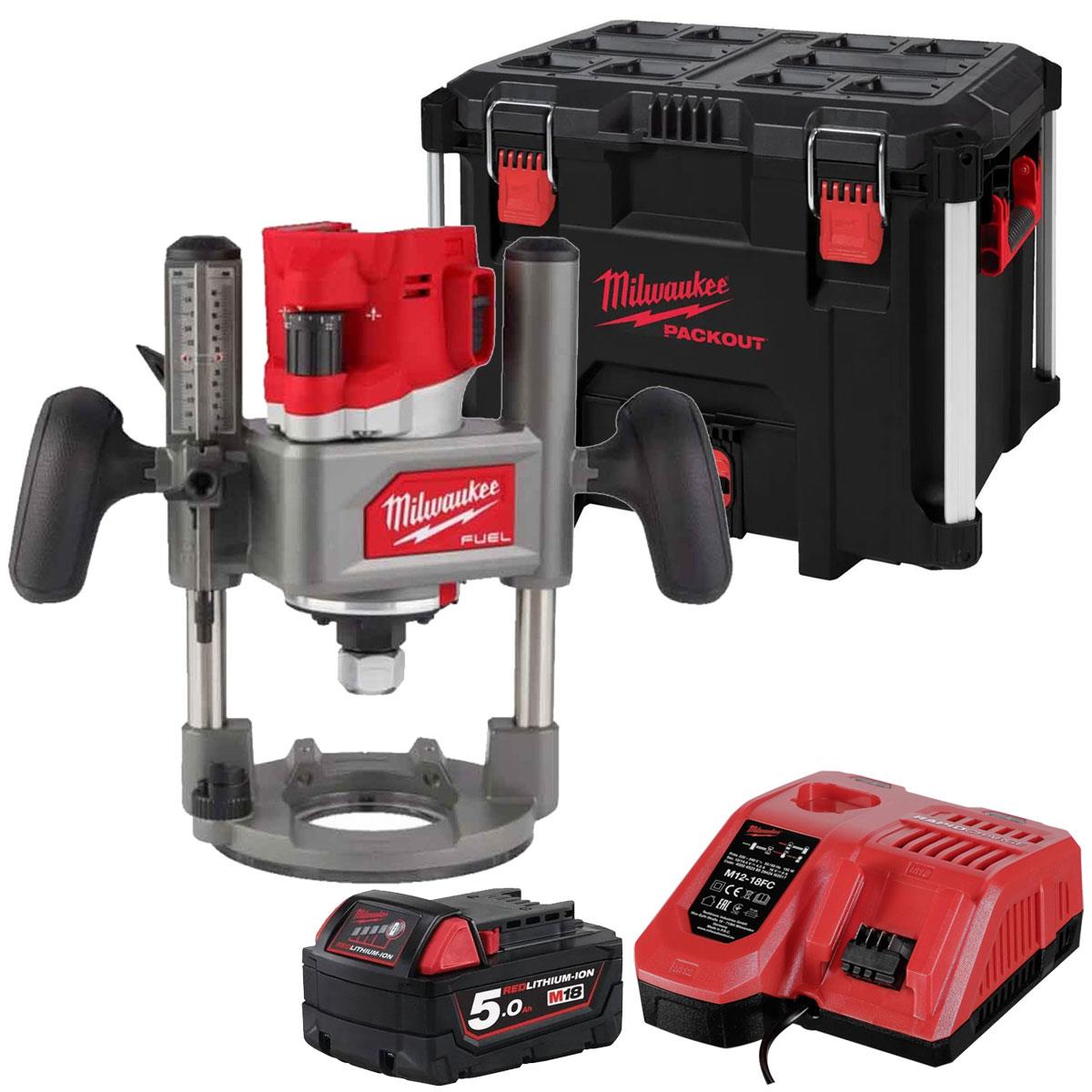 Milwaukee M18FR12KIT 18V FUEL Brushless 1/2'' Router Cutter with 1 x 5.0Ah Battery, Charger & Case