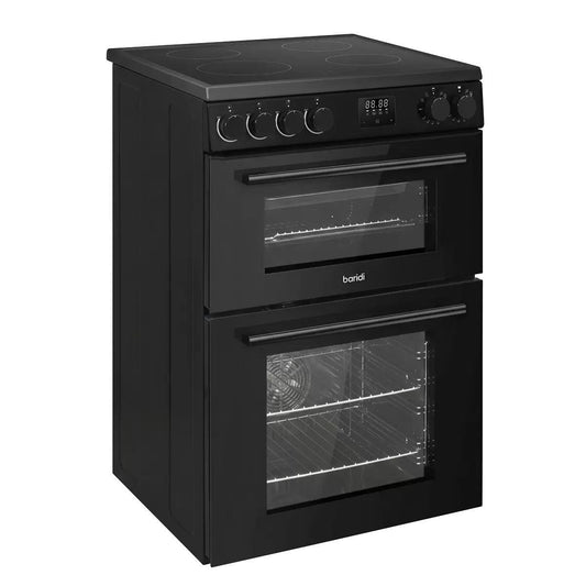 Sealey DH429 Baridi 60cm Freestanding Cooker with 99L Double Cavity & Ceramic Hob Black 240V