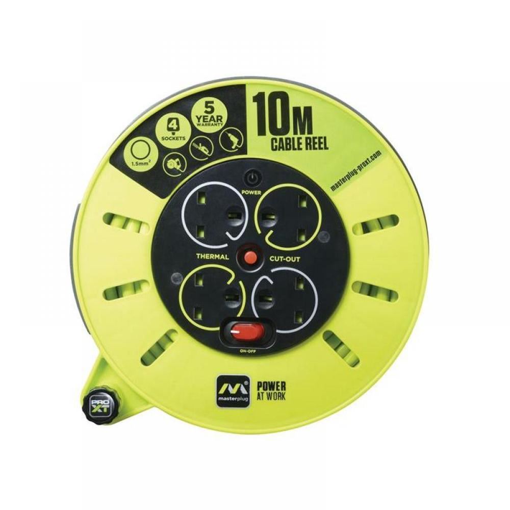 Masterplug PRO-XT Cassette Cable Reel 13A 4-Socket 10M 240V CMU10134SL-PX