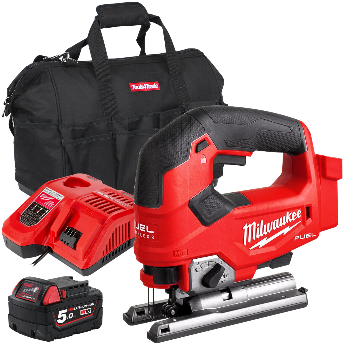 Milwaukee M18FJS-0 18V Brushless Jigsaw with 1 x 5.0Ah Battery & Charger & Bag