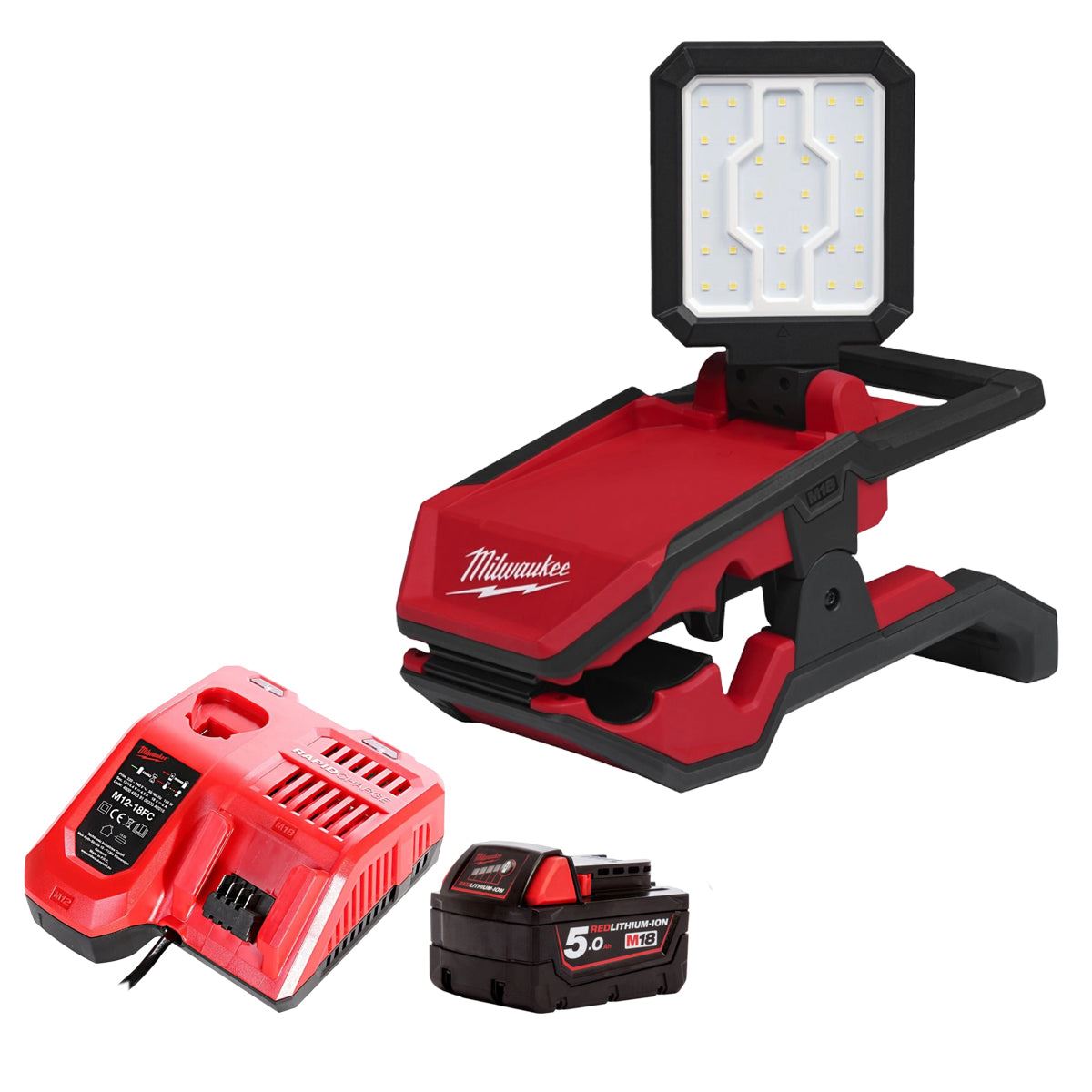 Milwaukee M18PAL2-0 18V Pivoting Area Light with 1 x 5.0Ah Battery & Charger