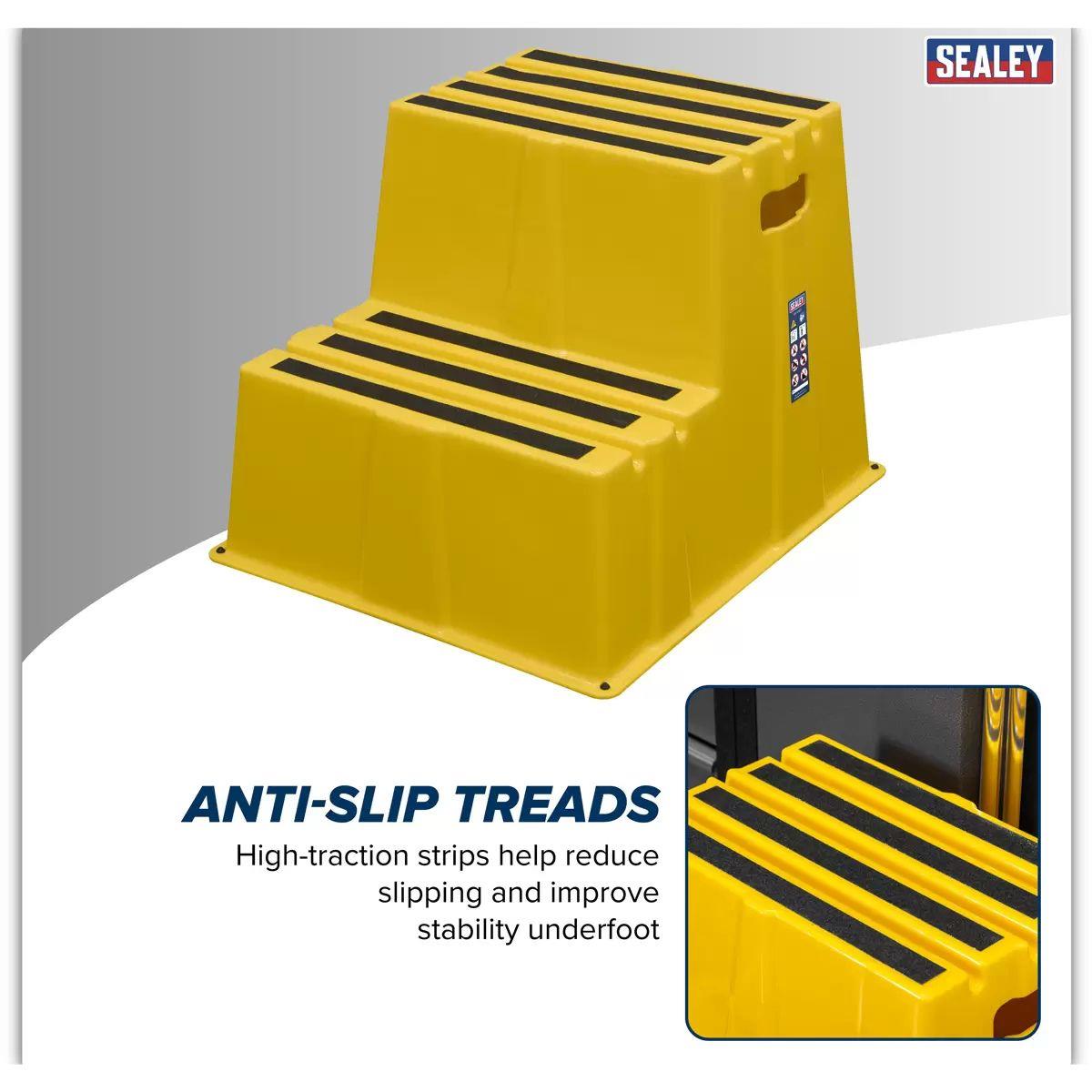 Sealey KS6 Heavy-Duty 2-Step Safety Steps with Anti-Slip Treads 150kg Capacity, Yellow EN 14183