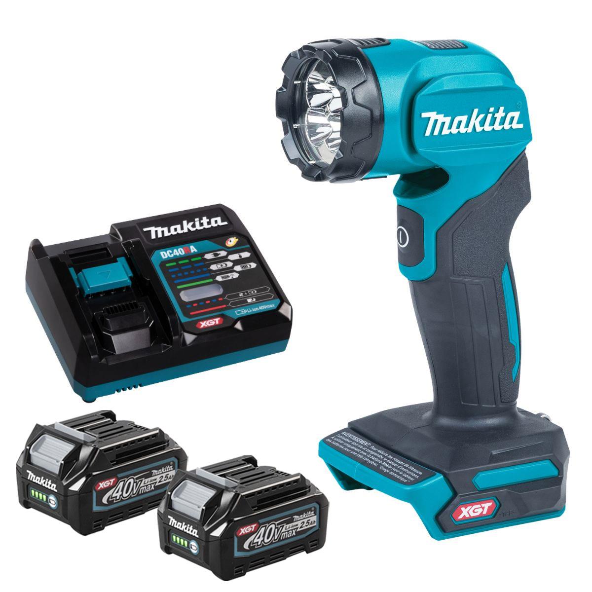 Makita ML001G 40V LED Flashlight Torch with 2 x 2.5Ah Battery & Charger