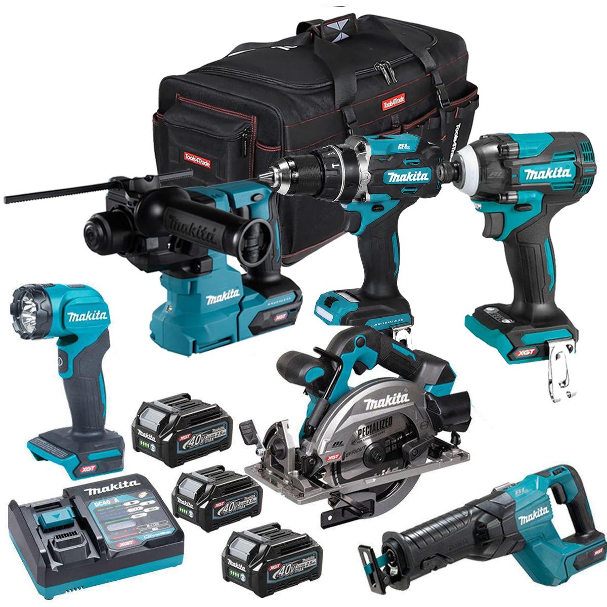 Makita 40V XGT 6 Piece Brushless Power Tool Kit With 3 x 2.5Ah Battery T4TKIT-16051