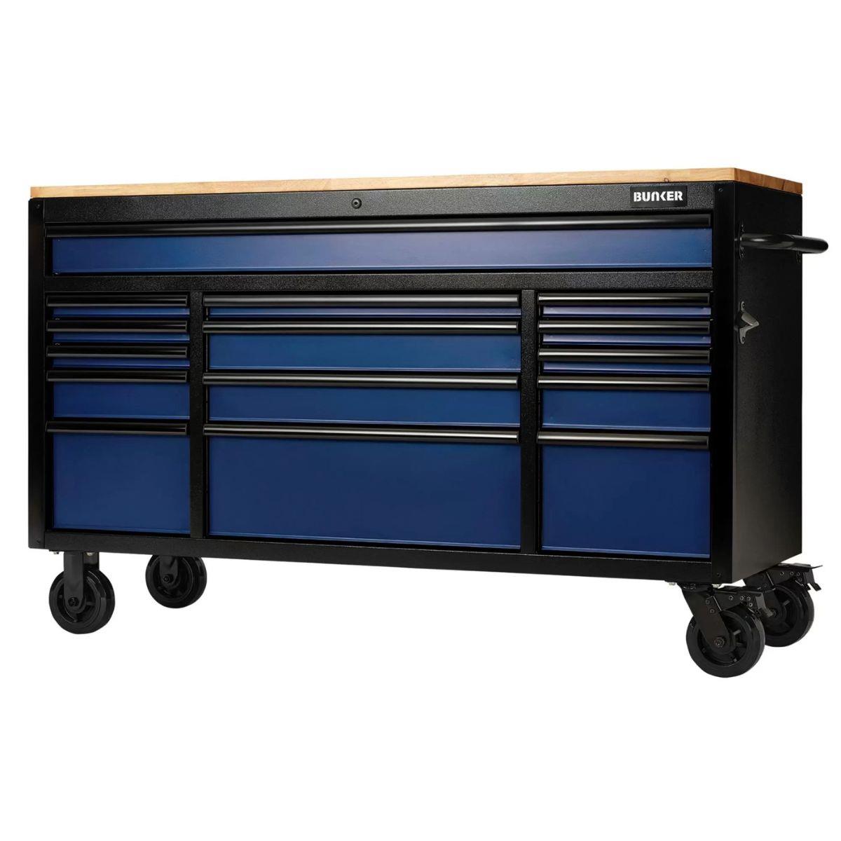 Draper B100-61B/FSC BUNKER 15 Drawer Workbench Roller Tool Cabinet 61 Inch Blue 27336