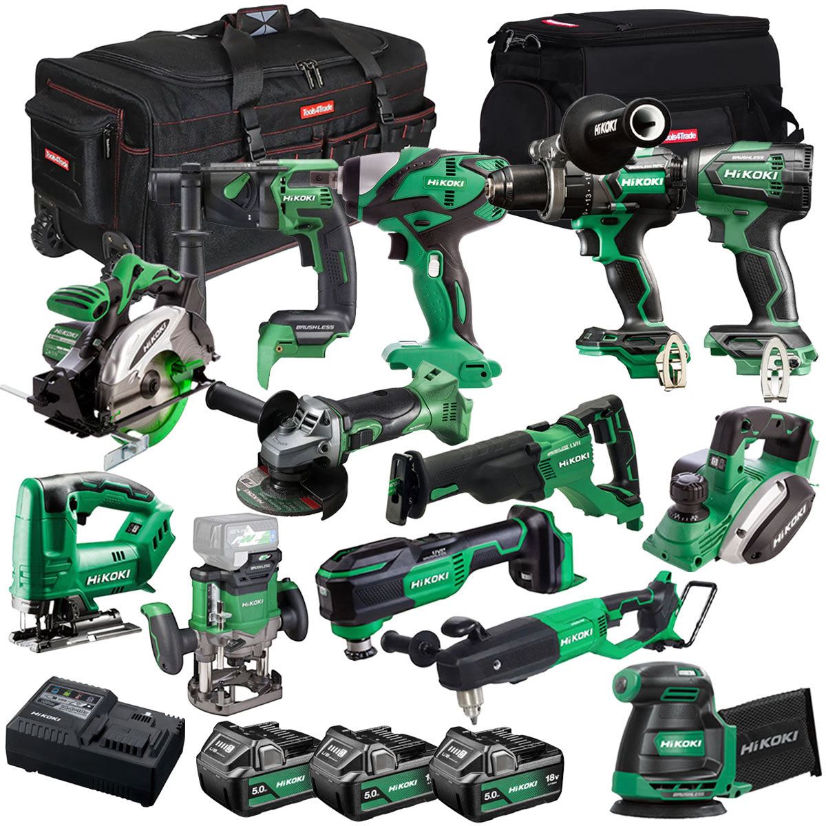 Hikoki 18V 13 Piece Power Tool Combo Kit with 3 x 5.0Ah Battery & Charger T4TKIT-27285