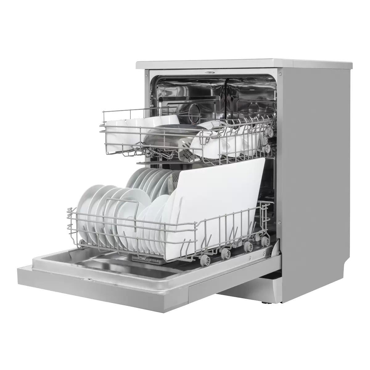 Sealey DH280 Baridi Regular Sized Freestanding Dishwasher 60cm Wide 13 Place Settings Silver 230V