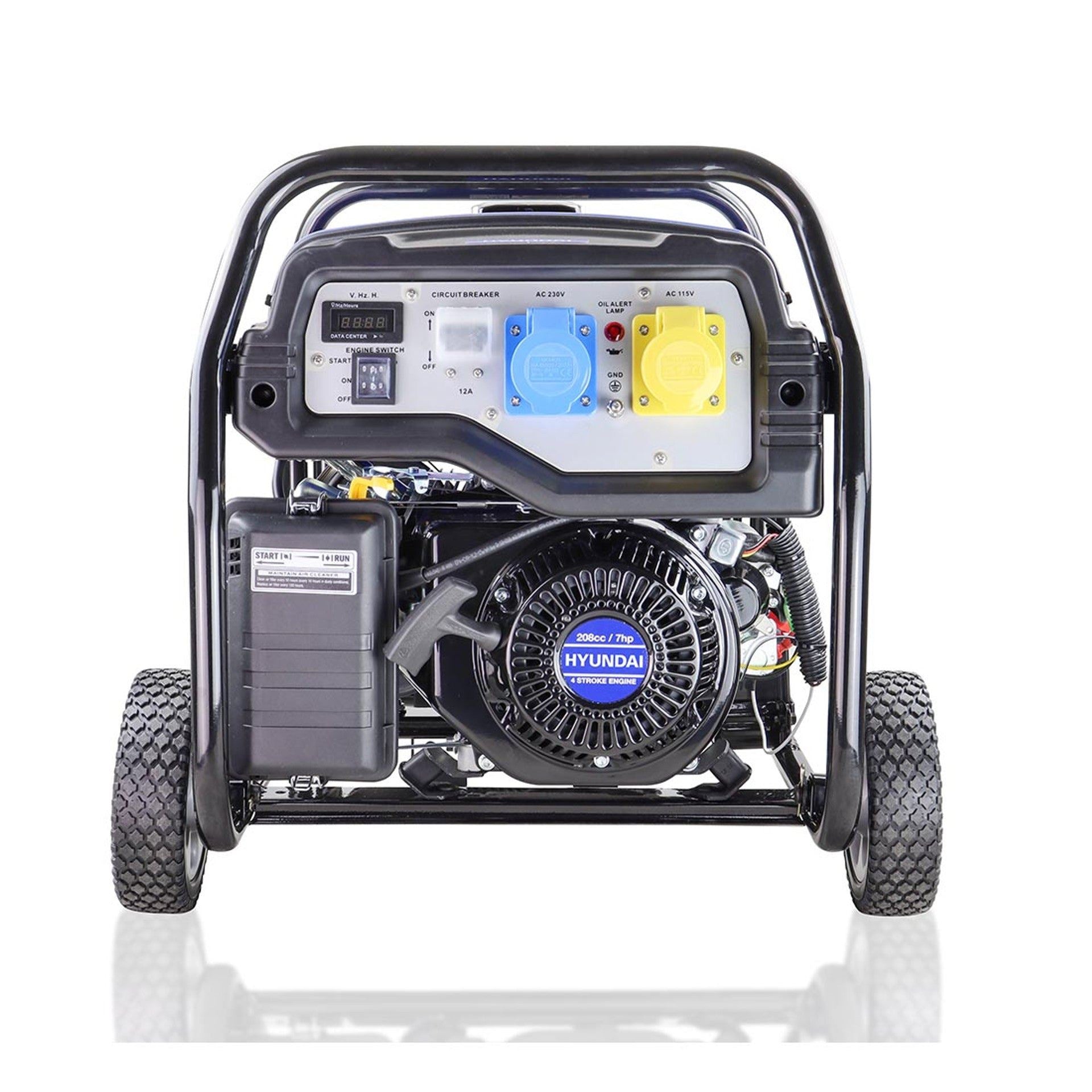Hyundai HY3800LEK-2 Petrol Site Open Generator with Electric, Recoil Start & Wheel Kit 3200W/230V