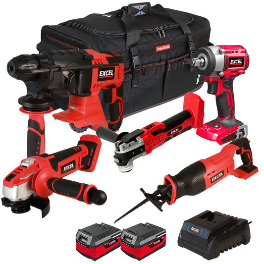 Excel 18V Cordless 5 Piece Tool Kit with 2 x 4.0Ah Batteries & Charger in Bag EXL5170