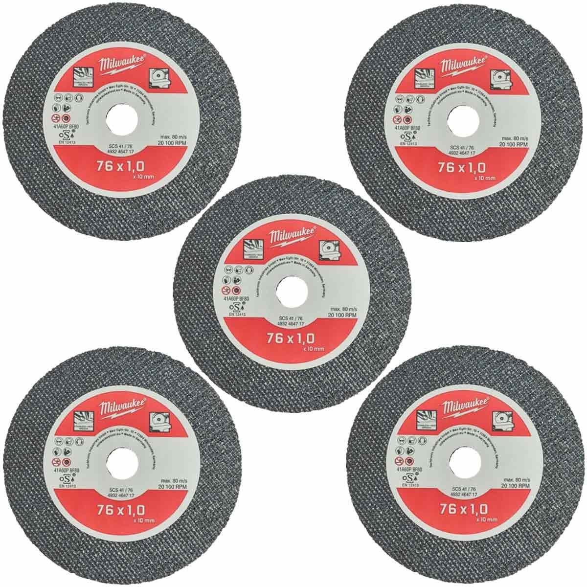 Milwaukee 76mm Metal Cutting Disc 4932464717 for M12FCOT-0 - Pack of 5