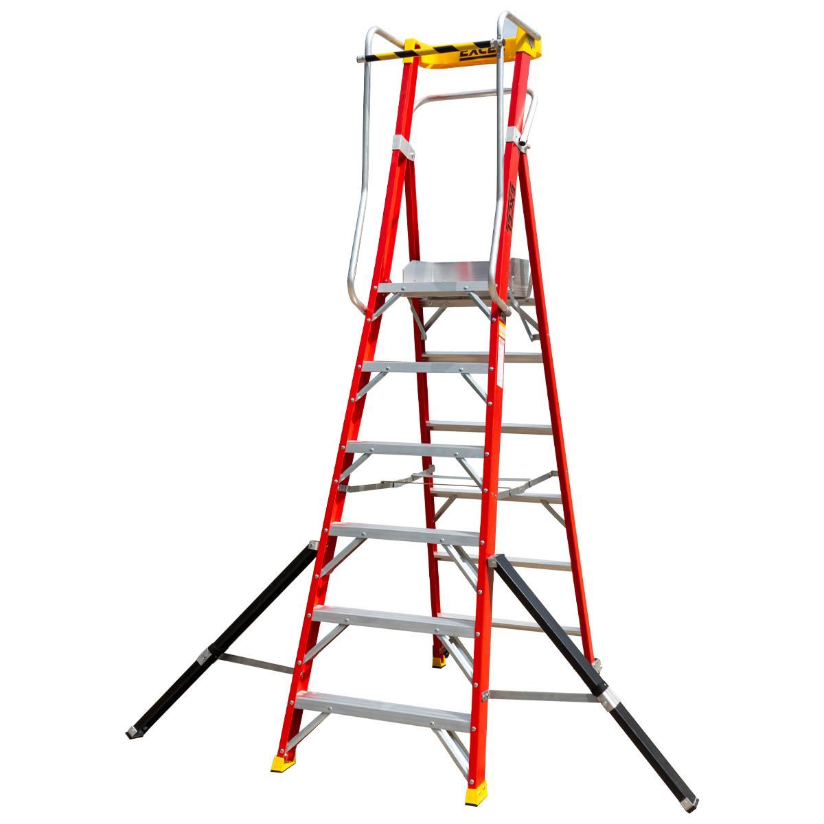 Excel Electricians Fibreglass Podium Step Ladder 6 Tread 2.61m EN131-7 Item Condition Damaged Box - Collection Only
