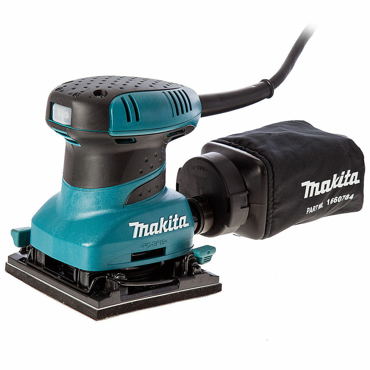 Makita BO4555/2 Hook & Loop Clamp Finishing Palm Sander With Dust Bag 240V