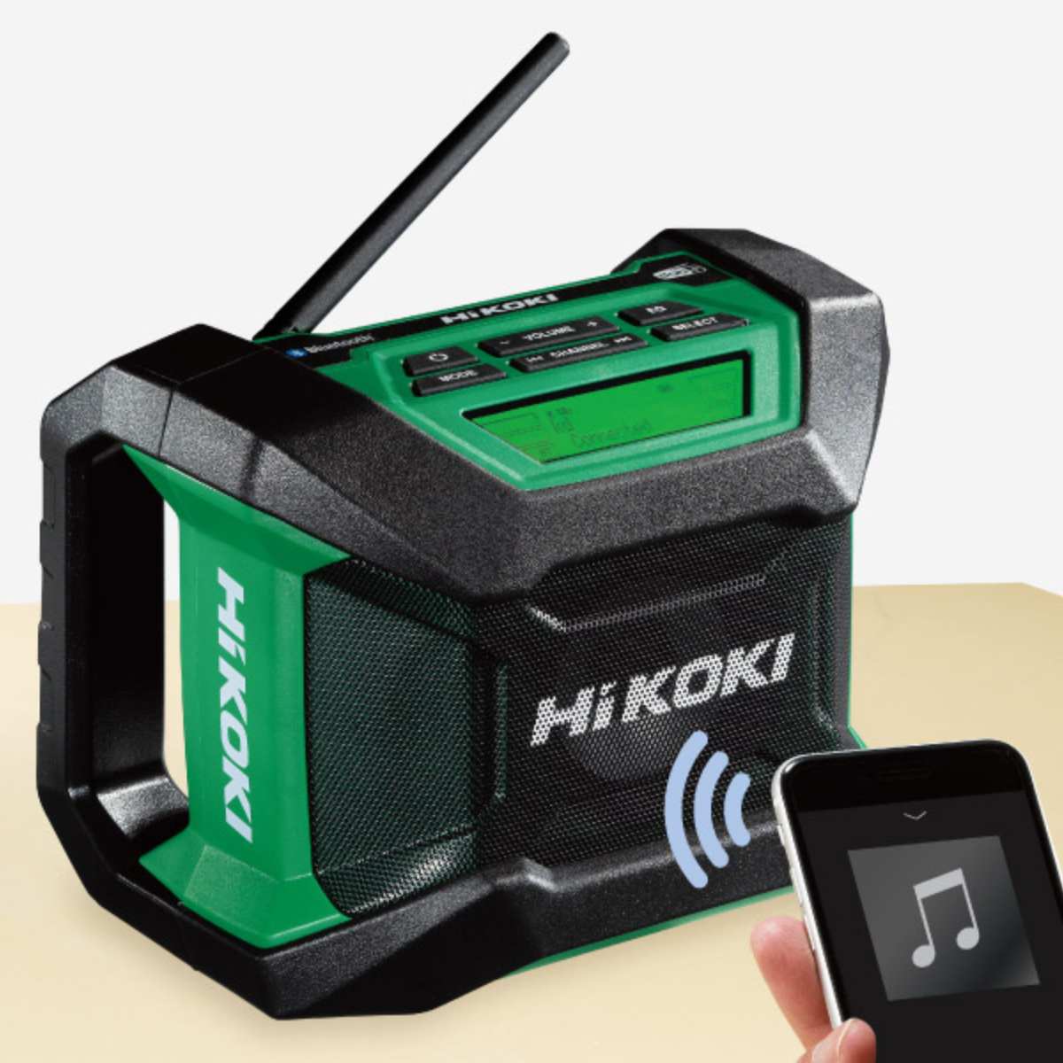 HiKOKI UR18DAJ4Z 18V AM/FM DAB+ Bluetooth Jobsite Radio With 1 x 2.0Ah Battery & Charger