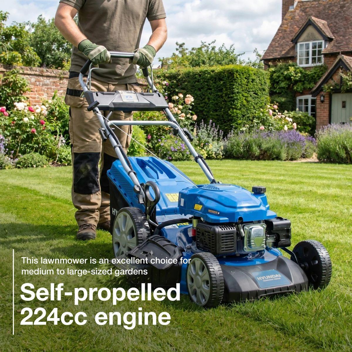 Hyundai HYM530SPEX 224cc 53cm Electric-Start Self-Propelled 4-in-1 Petrol Lawnmower