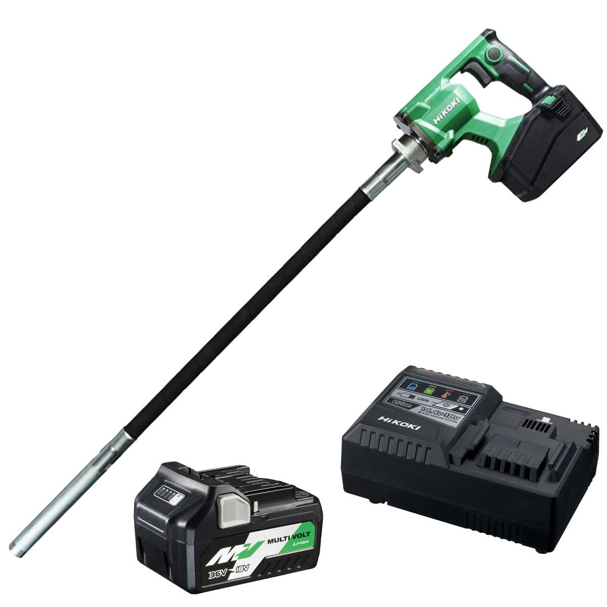 Hikoki UV3628DAW4Z 36V Brushless 28mm Concrete Vibrator with 1 x 2.5Ah/5.0Ah Battery & Charger