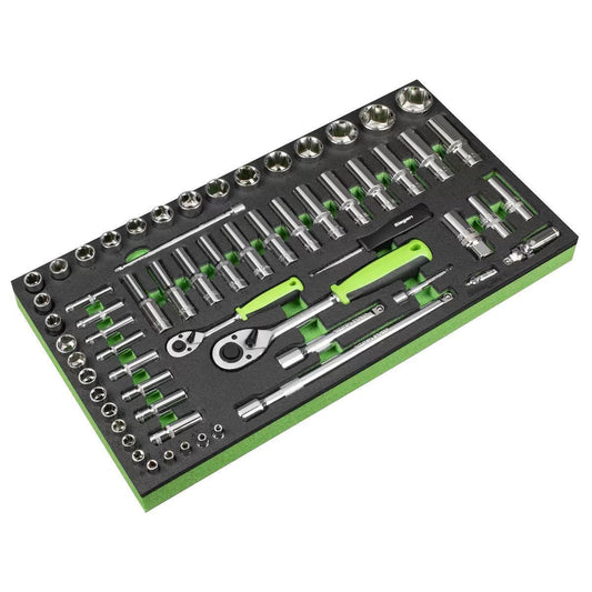 Sealey S01271 Siegen Socket Set with Tool Tray 1/4" & 1/2"Sq Drive 62pc