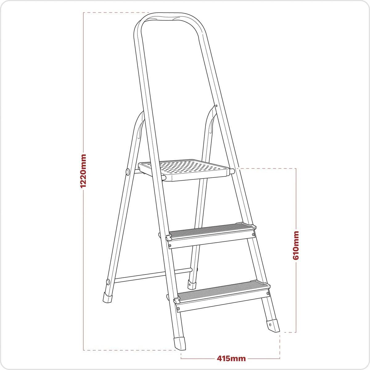 Sealey ASL3S Step Ladder 3-Tread Aluminium EN 131