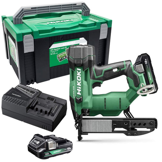 Hikoki N1804DAJXZ 18V Brushless 2nd Generation 18G Narrow Crown Stapler with 2 x 2.0Ah Battery Charger & Case