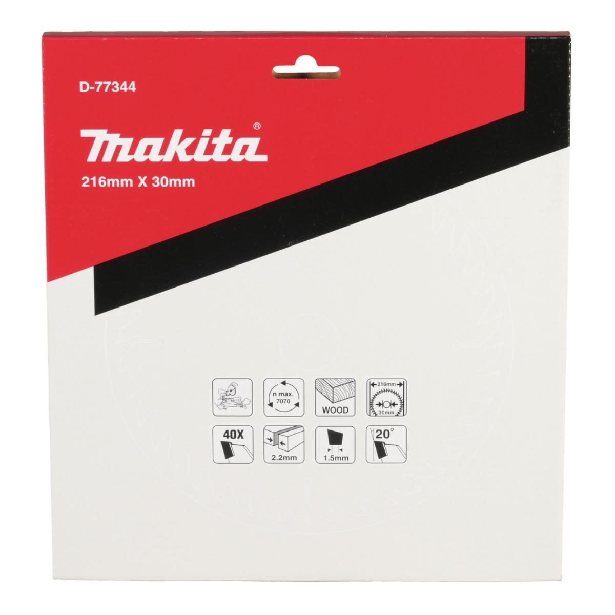 Makita D-77344 Mitre Saw Blade 216mm x 30mm x 40T
