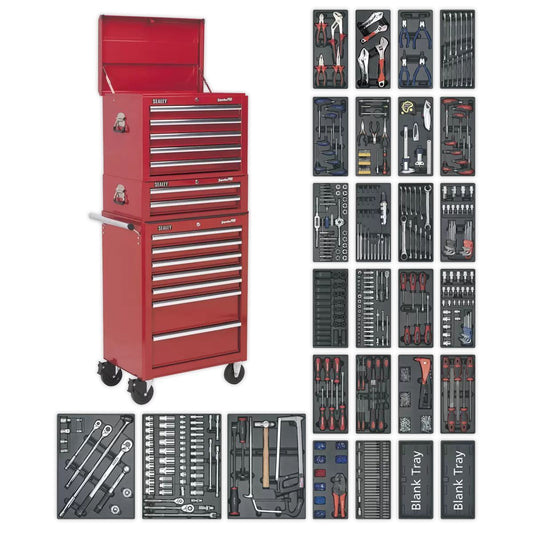 Sealey SPTCOMBO1 Tool Chest 14 Drawer & 1179pc Tool Kit-Red