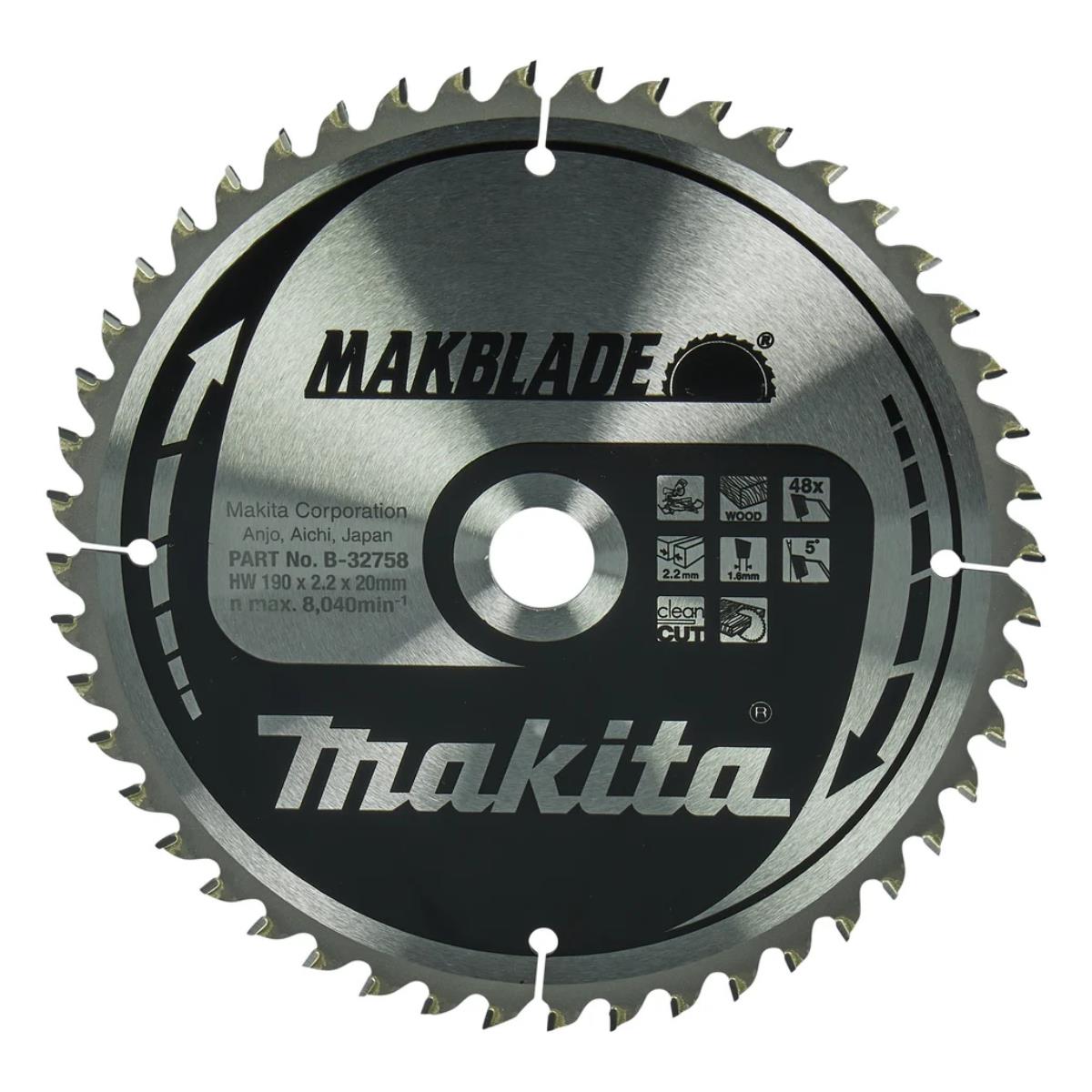 Makita B-32758 Makblade TCT Circular Saw Blade 190mm x 20mm x 48T