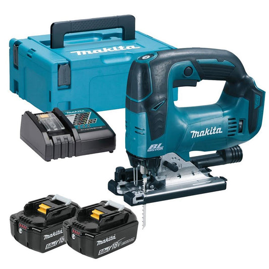 Makita DJV182RTJ 18V LXT Brushless Jigsaw Top Handle With 2 x 5.0Ah Batteries, Charger & Case