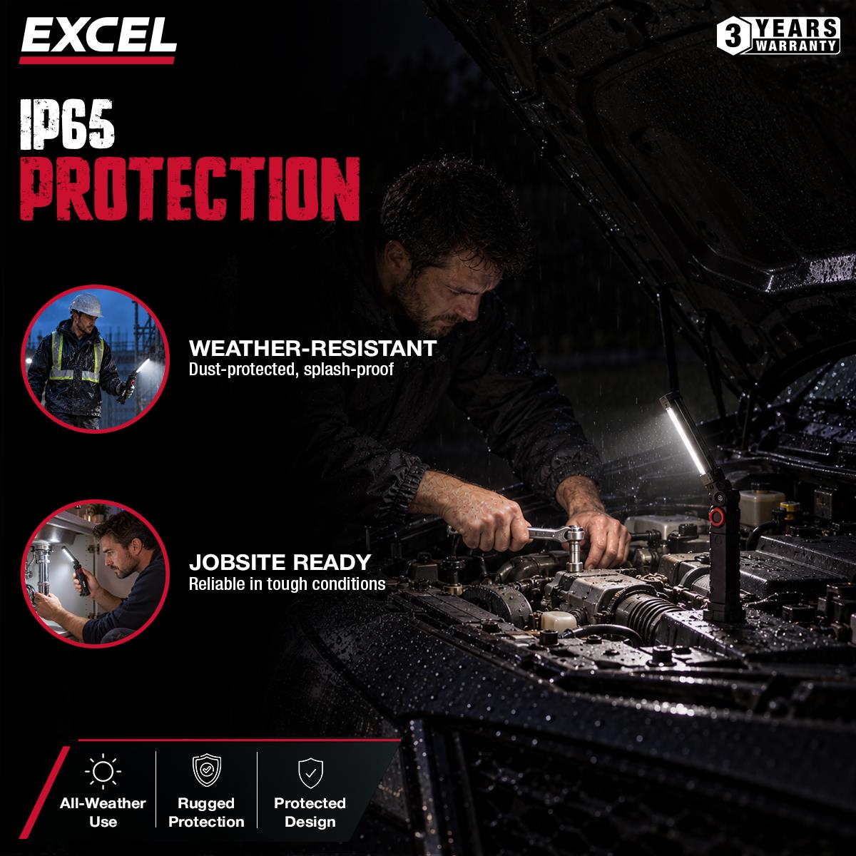 Excel 1500 Lumens LED Rechargeable Inspection Magnetic Light