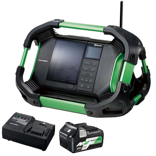 HiKOKI UR18DSDL 14.4V/18V DAB/DAB+ FM Bluetooth Jobsite Radio with 1 x 2.5Ah/5.0Ah Battery & Charger