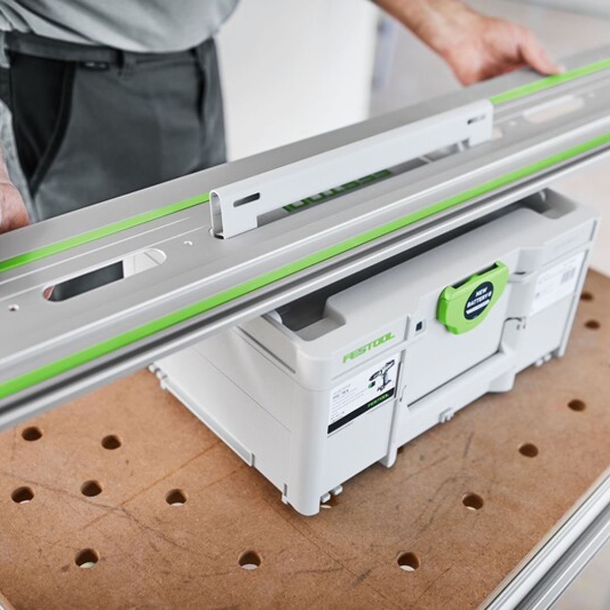 Festool FS 1400/2-KP 1400mm Guide Rail With Adhesive Pads For Plunge Saw - 577043 With Guide Rail Bag, Connector & Clamp