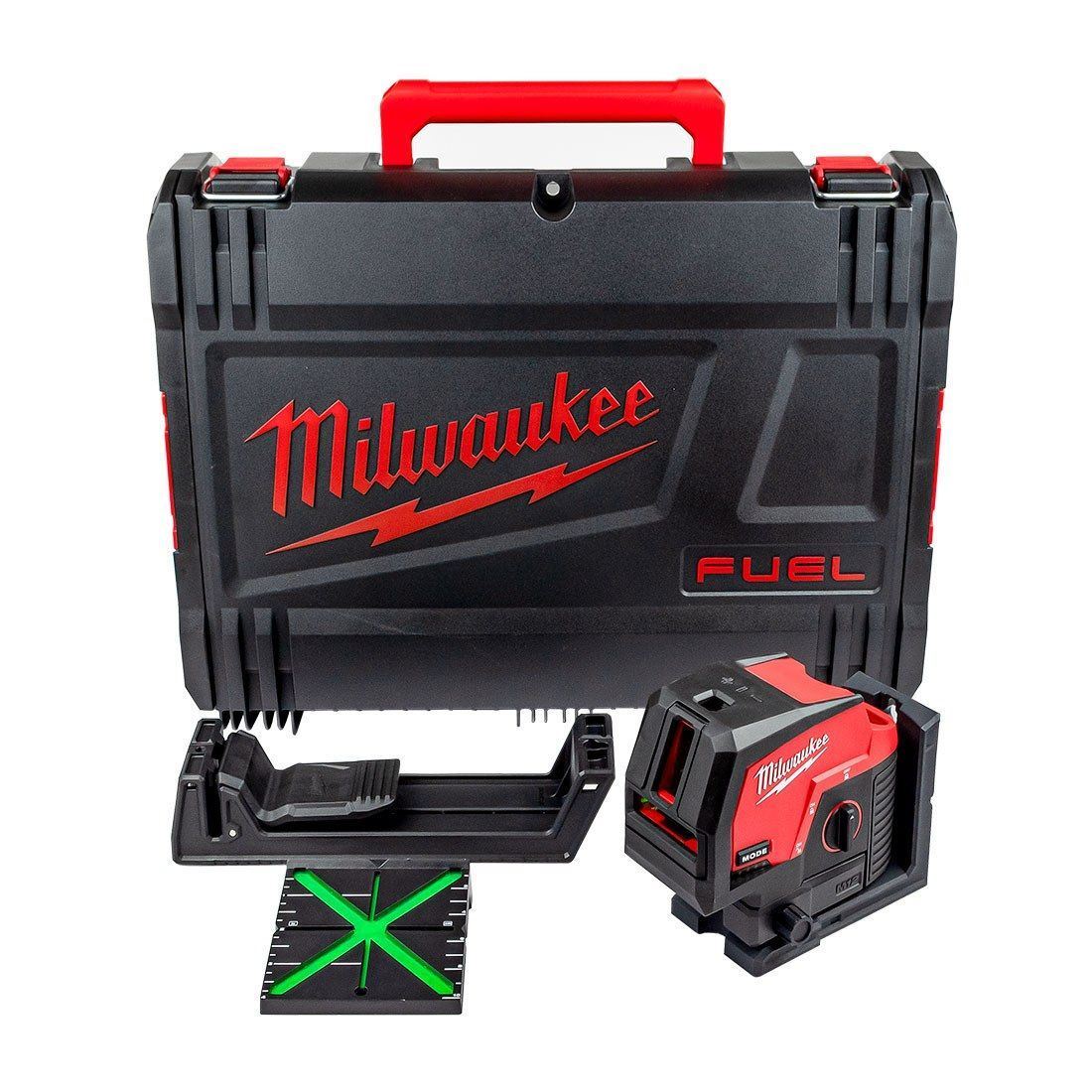 Milwaukee M12CLLP-0 12V Green Cross Line 2 Plane Laser 360° Case with 1 x 2.5Ah Battery Charger & Laser Tripod