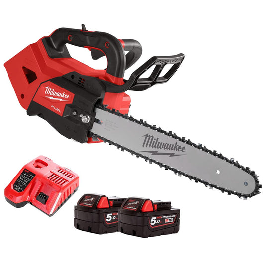 Milwaukee M18FTHCHS35-0 18V FUEL Brushless 35cm Top Handle Chainsaw With 2 x 5.0Ah Battery & Charger