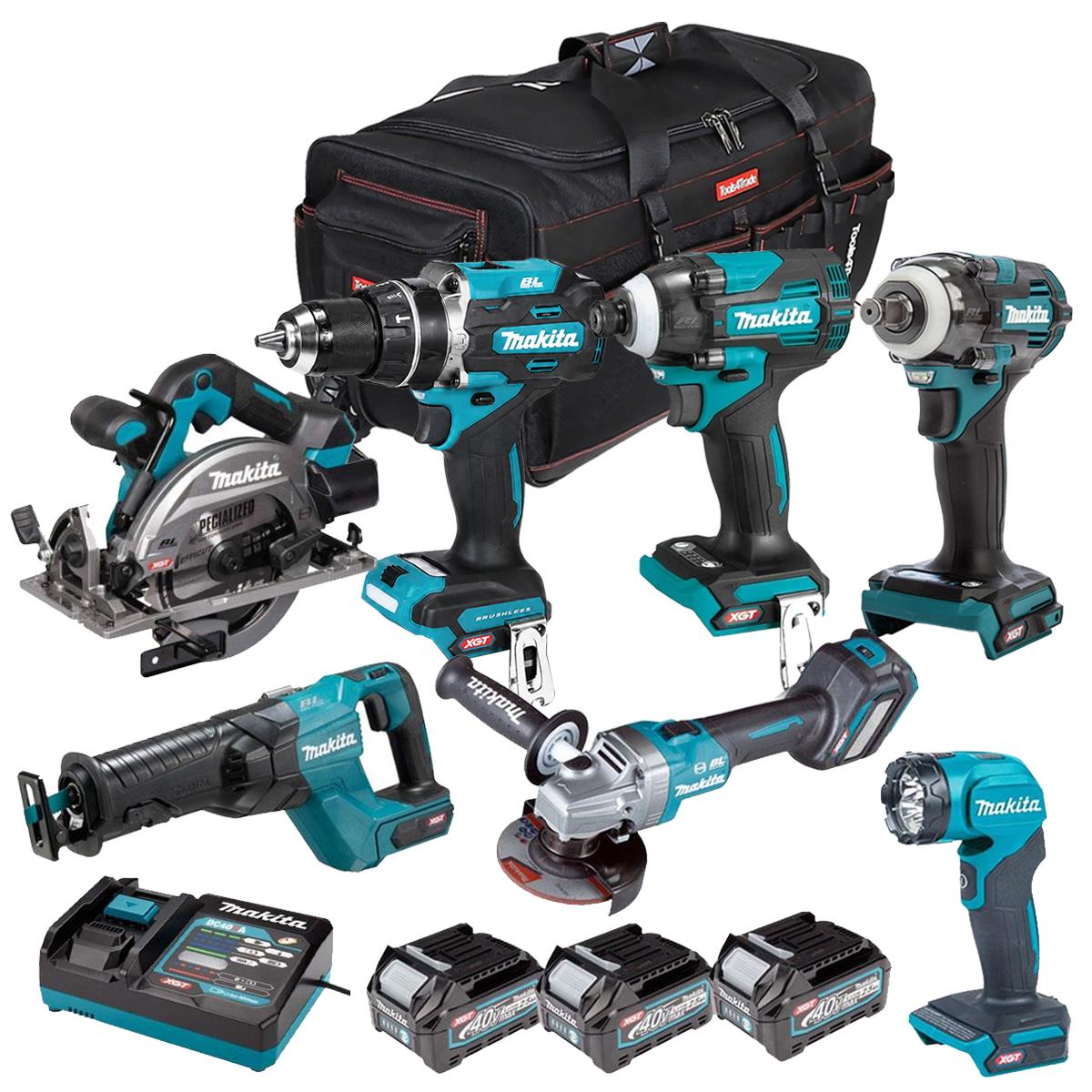 Makita 40V XGT 7 Piece Brushless Power Tool Kit with 3 x 2.5Ah Battery T4TKIT-16060