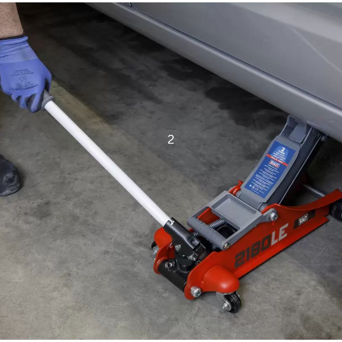 Sealey 2180LE 180° Handle Low Profile Short Chassis Trolley Jack 2 Tonne Red