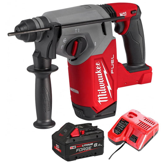 Milwaukee M18FH-0 18V Fuel 4-Mode SDS+ Brushless Hammer Drill with 1 x 8.0Ah Battery & Charger