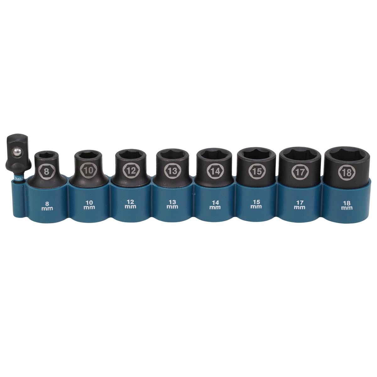 Makita E-16645 9 Piece 1/2'' Impact Socket Set with Hex Adapter