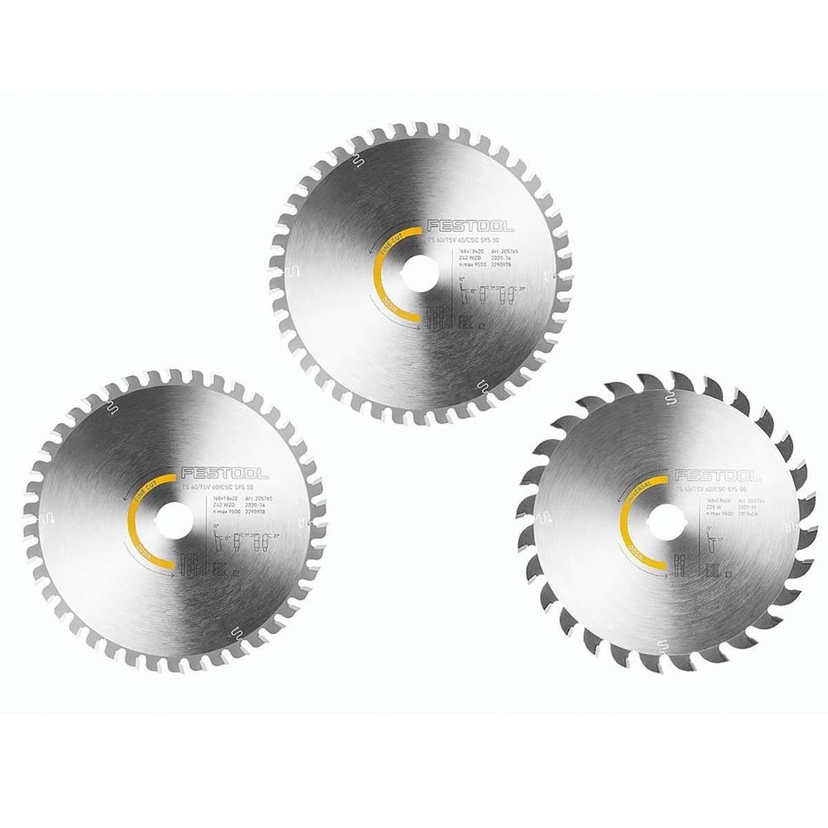 Festool KSB-SORT/3 W 168x1,8 Circular Saw Blade Set Of 3 - 578566