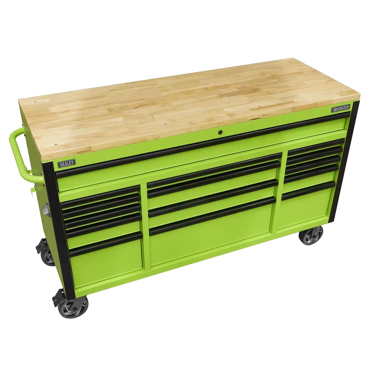 Sealey AP6115BE Mobile Trolley 15 Drawer with Wooden Worktop 1549mm