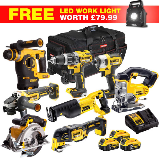 Dewalt DCKT4T9WLF 18V XR 9 Piece Power Tool Kit with 3 x 5.0Ah Batteries Charger & Bag
