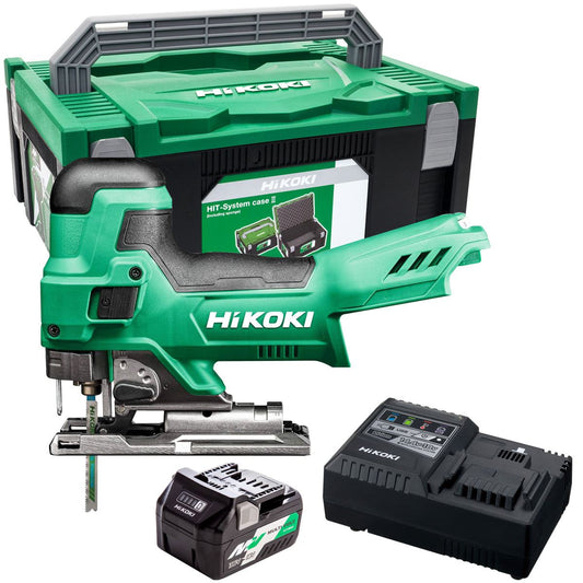 Hikoki CJ18DBW2Z 18V Barrel Grip Jigsaw with 1 x 2.5Ah/5.0Ah Battery & Charger