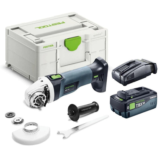Festool AGC 18-125 EB-Basic GB 18V Brushless Angle Grinder with 1 x 8.0Ah Battery Charger & Case