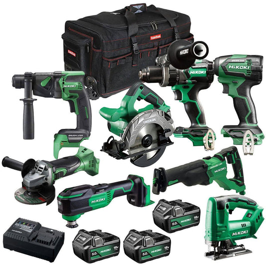 Hikoki 18V 8 Piece Power Tool Combo Kit with 3 x 5.0Ah Battery & Charger T4TKIT-27298