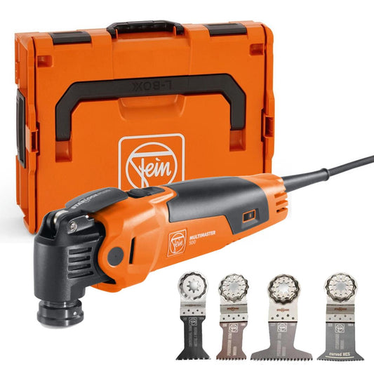 Fein MM 500 PLUS STARLOCK MultiMaster Oscillating Multi-Tool In Case With 3 Piece Wood E-Cut Set