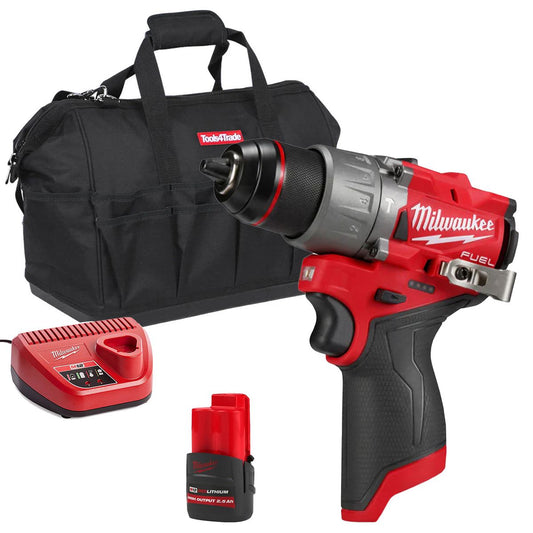 Milwaukee M12FPD2-0 12V Brushless Combi Drill with 1 x 2.5Ah Battery Charger & Bag