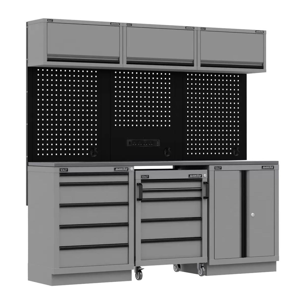 Sealey APMSBESTACK03SS Superline PRO Black Edition Storage System with Stainless Worktop 2.04m
