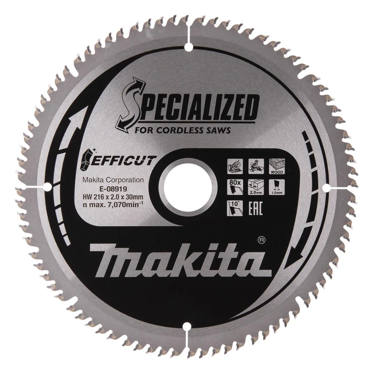 Makita E-08919 Efficut TCT Circular Saw Blade 216mm x 30mm x 80T